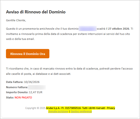 contenuto email
