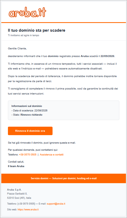 contenuto email