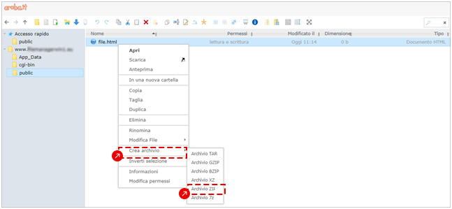 FileManager Creare Archivio