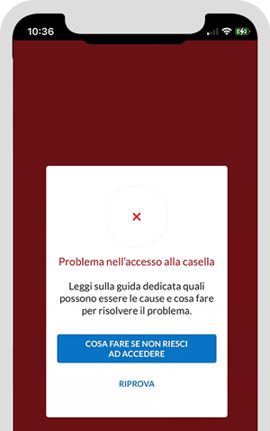 Messaggio di errore nell’app Aruba PEC: 'Problema nell'accesso alla casella'