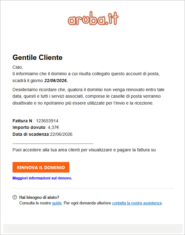 contenuto email