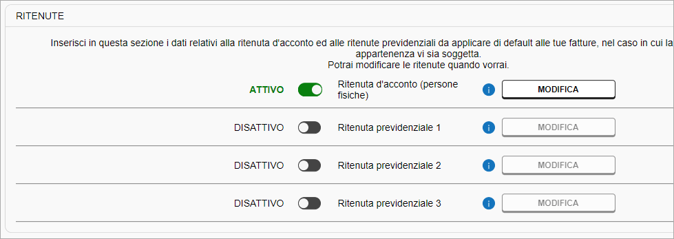 Modifica ritenuta d’acconto