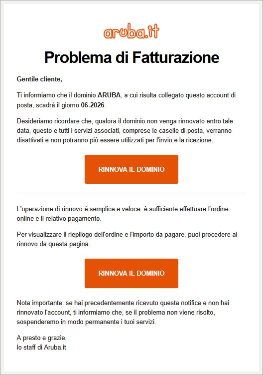 contenuto email