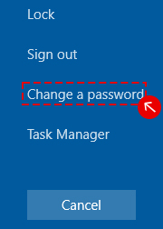 Schermata di cambio password da desktop remoto