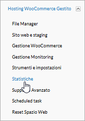Menu con puntatore sulla voce Statistiche