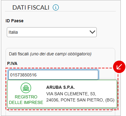 Verifica partita IVA con dati Registro Imprese compilati automaticamente