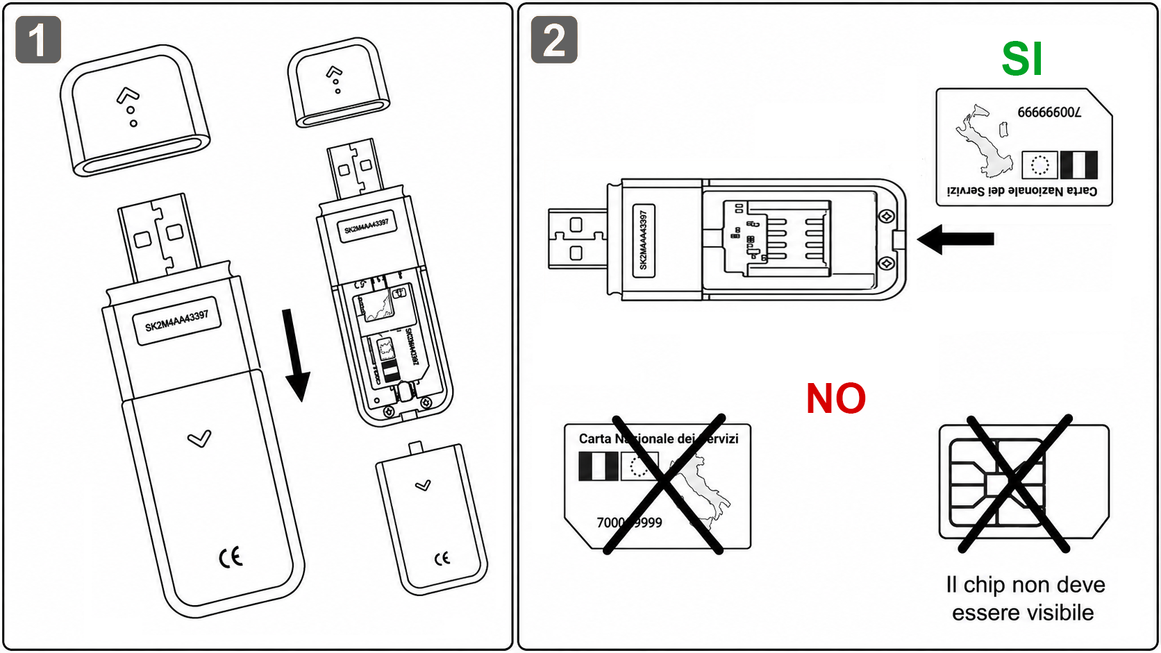 Istruzioni inserimento SIM in Aruba Key