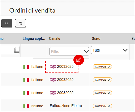 Indicazione ordine proveniente da WooCommerce negli ordini di vendita