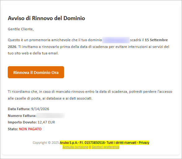 contenuto email