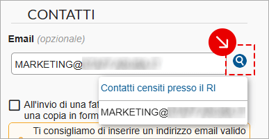 Ricerca email da contatti censiti presso il Registro Imprese