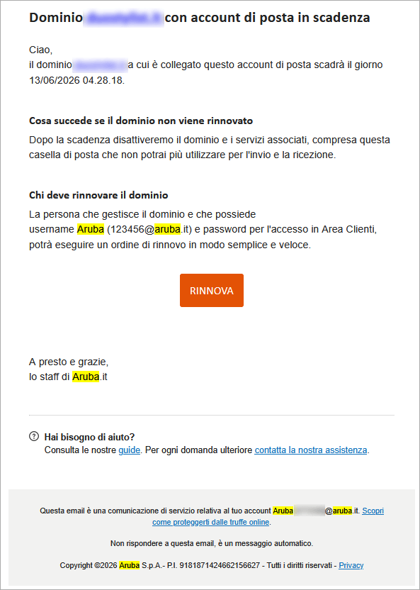 contenuto email