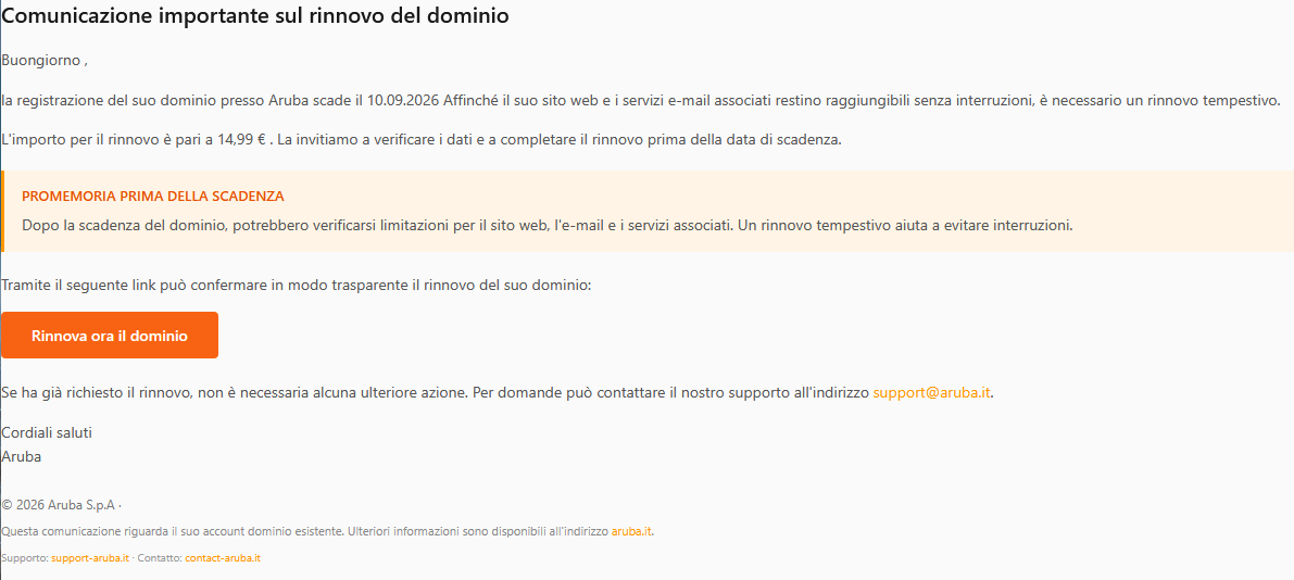 contenuto email