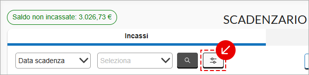 Pulsante filtri nello scadenzario