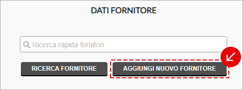 Sezione Dati fornitore con pulsante Aggiungi nuovo fornitore evidenziato