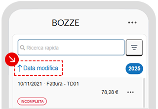 Ordinamento delle bozze per Data modifica nella lista dell’app