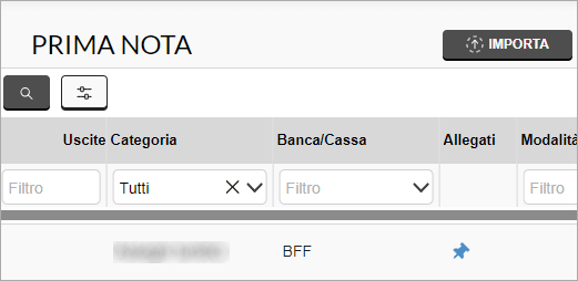 Icona puntina che indica la presenza di allegati in Prima nota