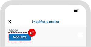 Schermata dell’app Aruba OTP con pulsante Modifica per gestire l’account OTP