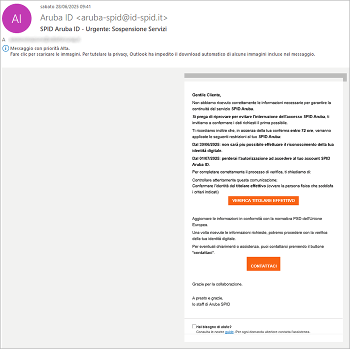 contenuto email