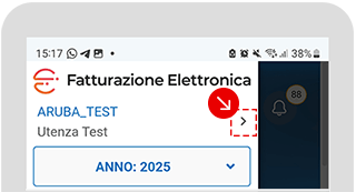 Schermata Fatturazione Elettronica con menu di selezione dell’utenza evidenziato