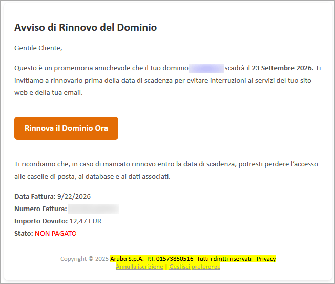 contenuto email