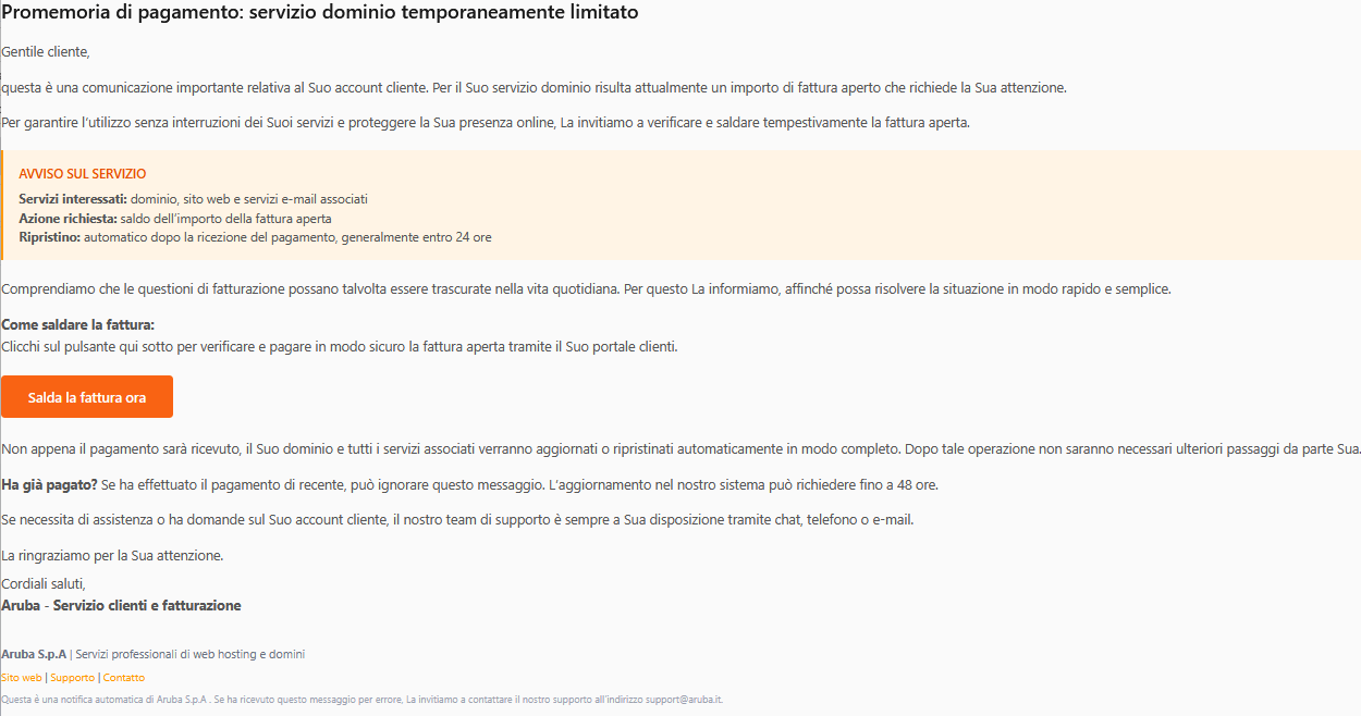 contenuto email