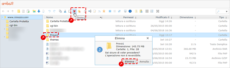 FileManager Elimina File o Cartella