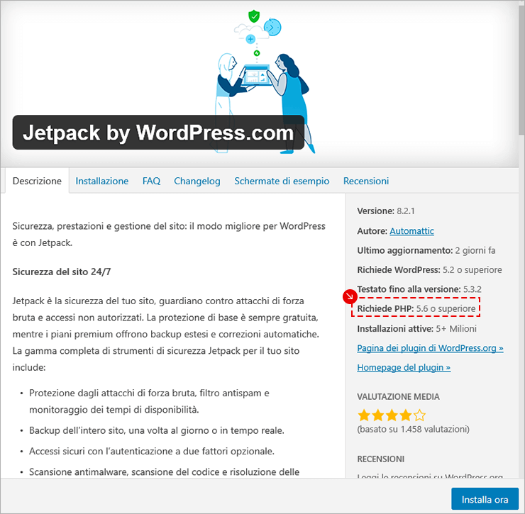Versione di PHP per WordPress