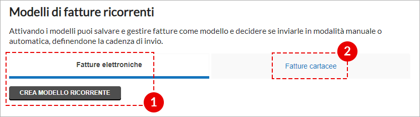 Modelli di fatture ricorrenti con scelta tra fatture elettroniche e cartacee