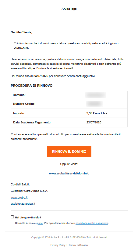 contenuto email
