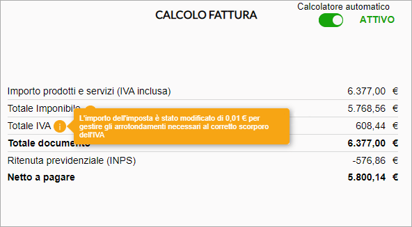Avviso arrotondamento imponibile e IVA
