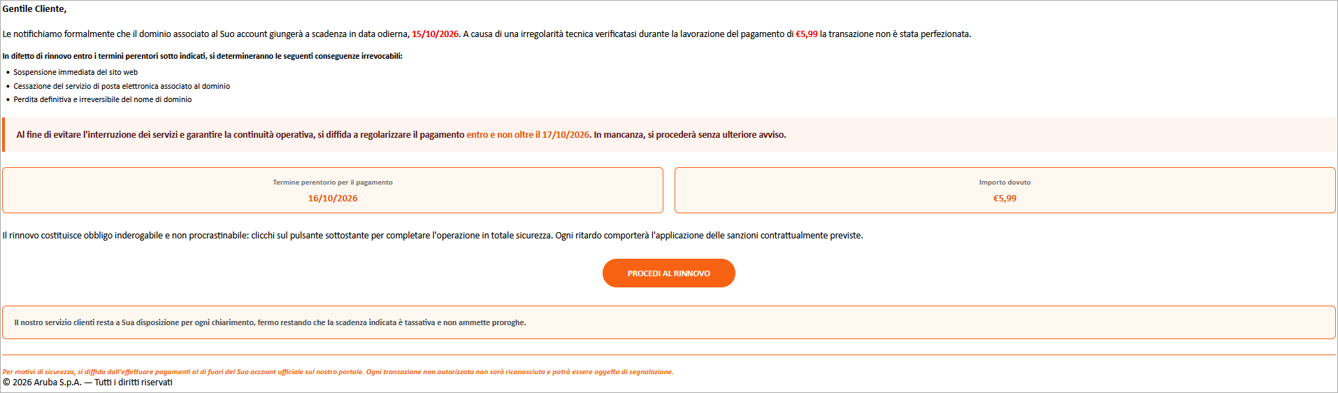 contenuto email