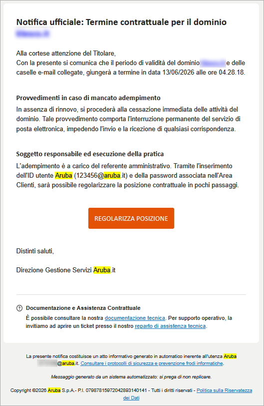 contenuto email