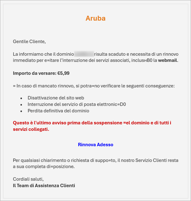 contenuto email