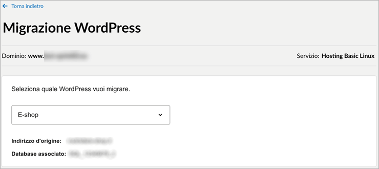 Come modificare il servizio verso Hosting WordPress Gestito